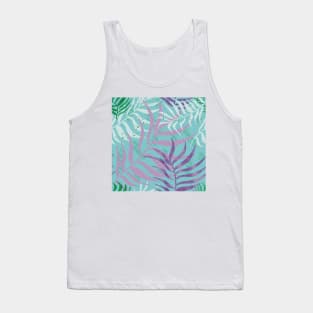 Purple Tropical Leaves Pattern Tank Top